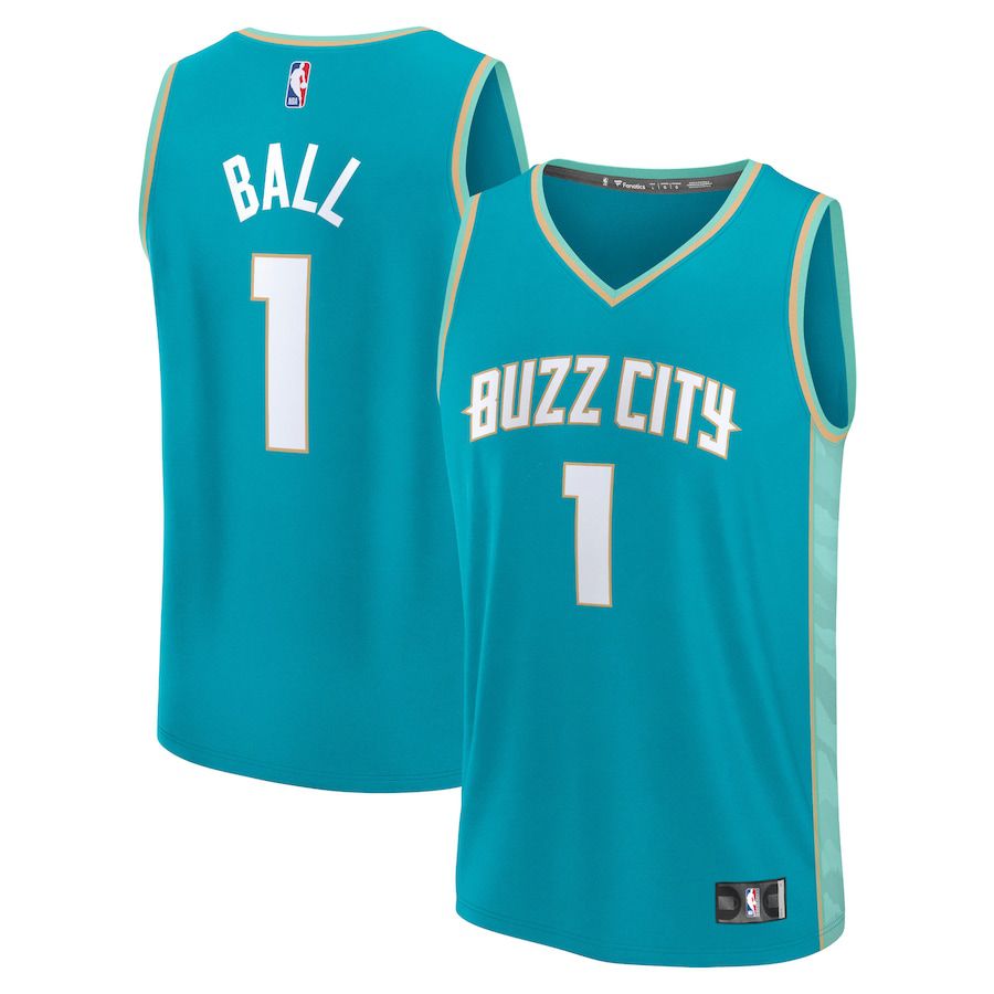 Men Charlotte Hornets #1 LaMelo Ball Fanatics Branded Teal City Edition 2023-24 Fast Break NBA Jersey